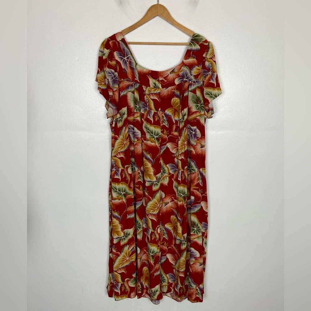 Hilo Hatties The Hawaiian Original Mumu Floral Maxi Dress 2XL Red USA Tropical‎ - Picture 2 of 9